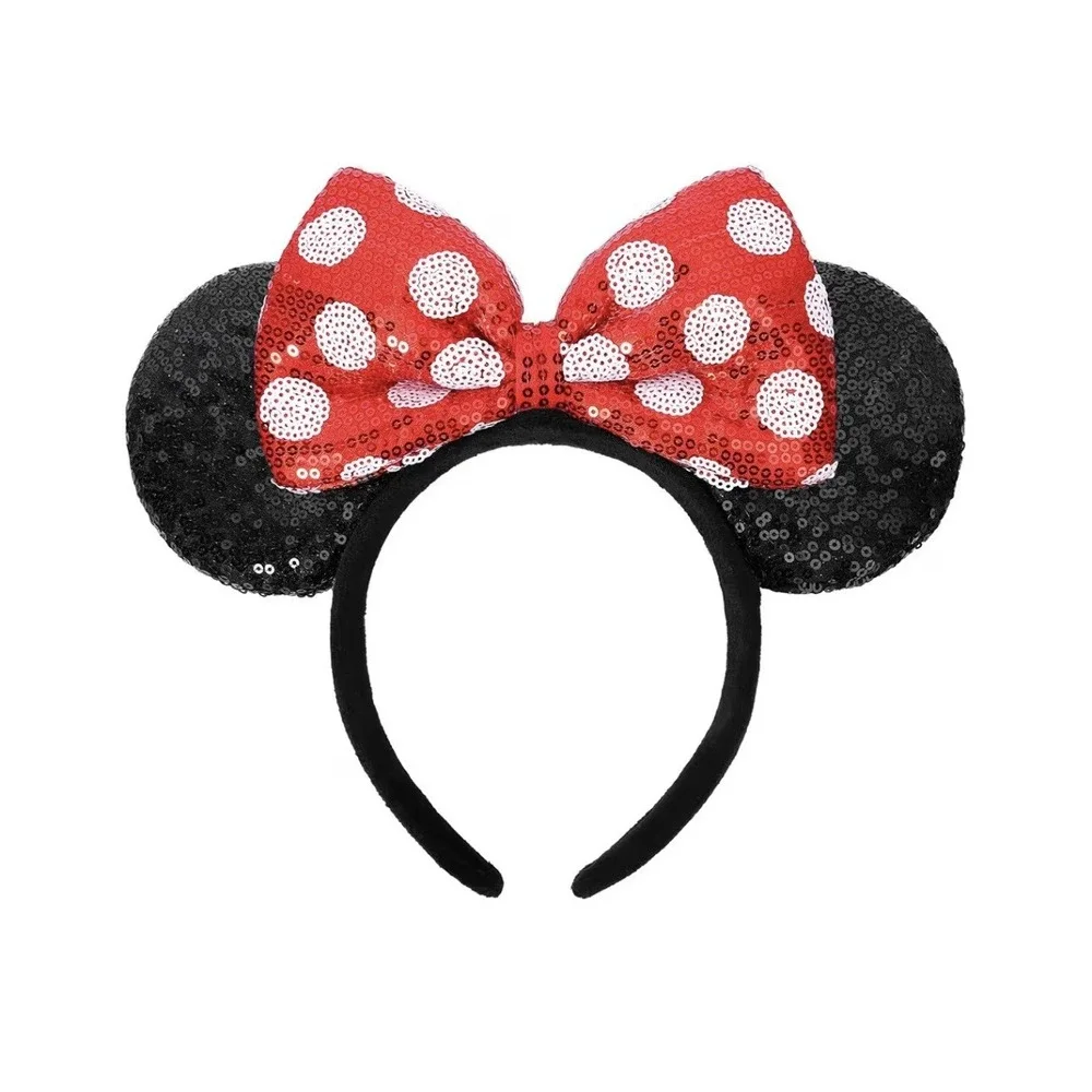Mouse Ears Headbands, Sequin Mouse Ears for Women Girls Boys, Shiny Bow Headband